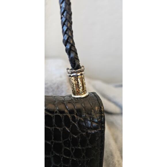 Brighton Leather Croc Embossed Crossbody Shoulder Bag Women Brown Black - Picture 5 of 14